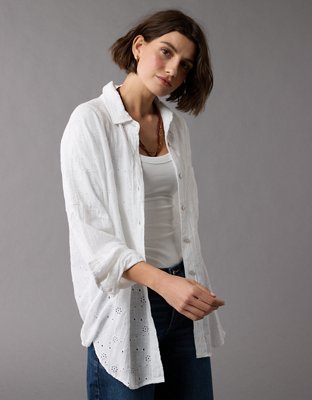 AE Go Big Oversized Eyelet Embroidered Shirt