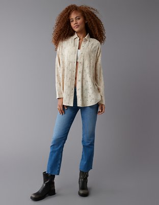 AE Go Big Oversized Eyelet Embroidered Shirt