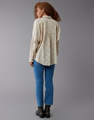 AE Go Big Oversized Eyelet Embroidered Shirt