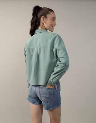 AE Cropped Button-Up Shirt