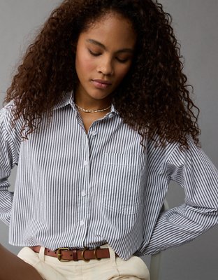 AE Cropped Perfect Button-Up Shirt