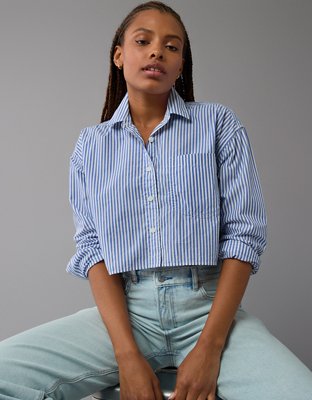 AE Cropped Perfect Button-Up Shirt