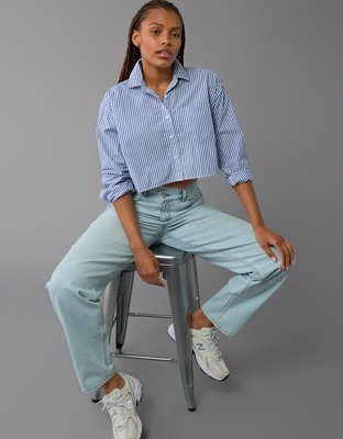 AE Cropped Perfect Button-Up Shirt