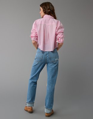 AE Cropped Perfect Button-Up Shirt