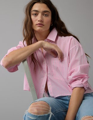 AE Cropped Perfect Button-Up Shirt