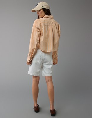 AE Cropped Perfect Button-Up Shirt