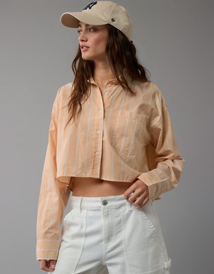 AE Cropped Perfect Button-Up Shirt