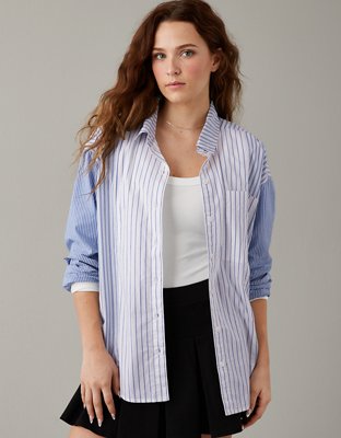 AE Perfect Mixed Stripe Button-Up Shirt