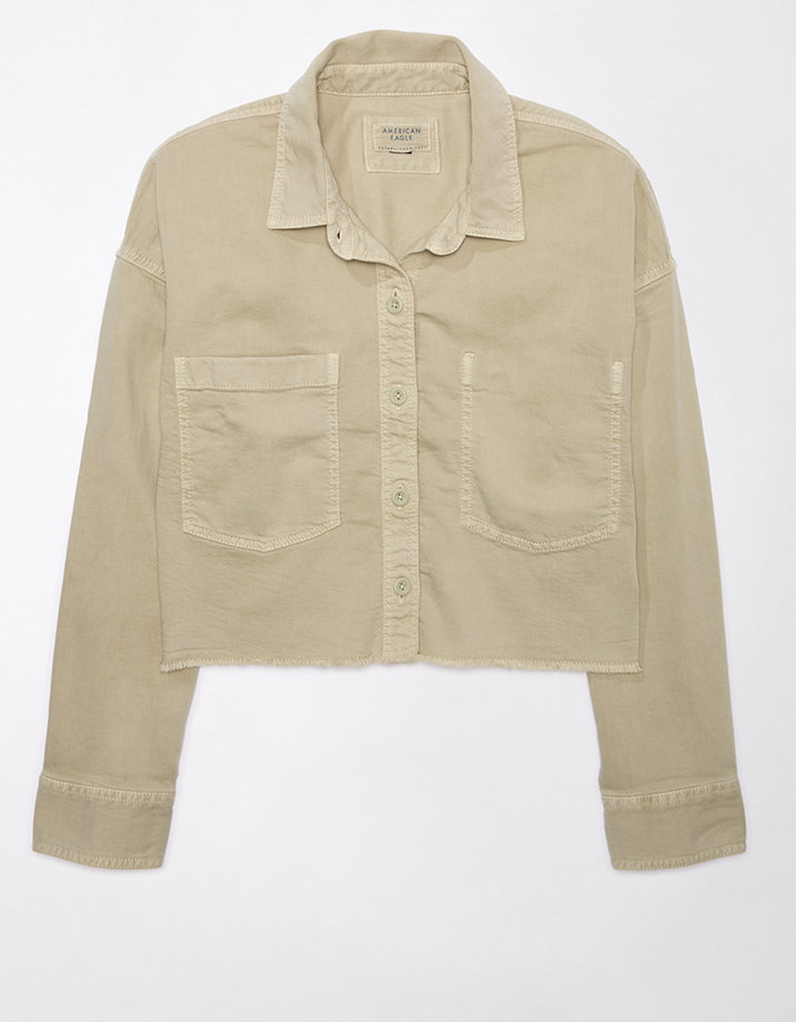 AE Cropped Denim Button-Up Shirt