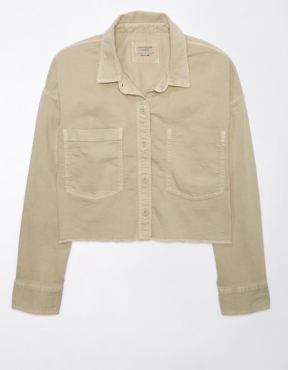 AE Cropped Denim Button-Up Shirt