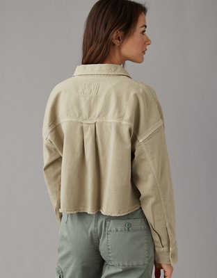 AE Cropped Denim Button-Up Shirt