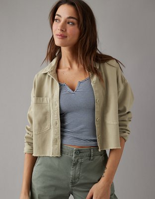 AE Cropped Denim Button-Up Shirt