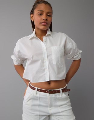 AE Cropped Perfect Button-Up Shirt