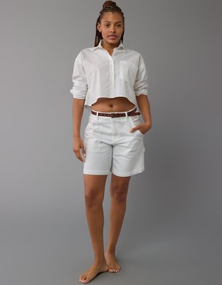 AE Cropped Perfect Button-Up Shirt