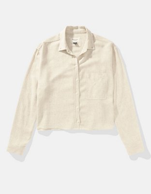 AE Camisa Oxford cropped con botones