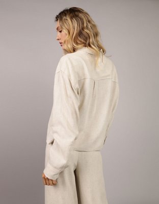 AE Camisa Oxford cropped con botones