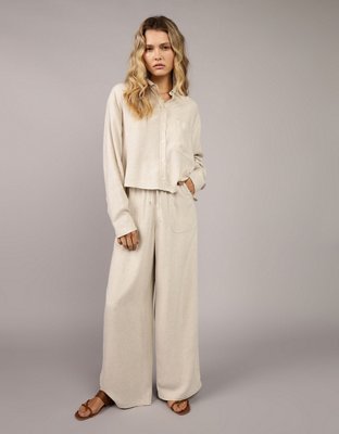 AE Camisa Oxford cropped con botones