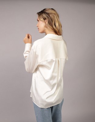 AE Satin Button-Up Shirt