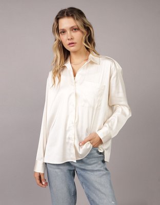 AE Satin Button-Up Shirt