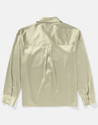 AE Satin Button-Up Shirt