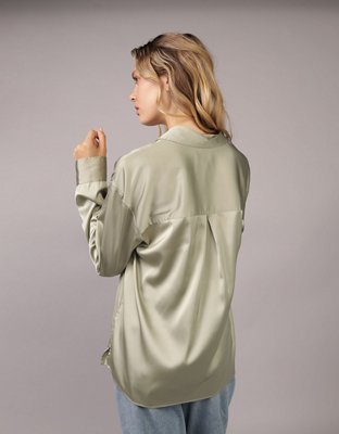 AE Satin Button-Up Shirt