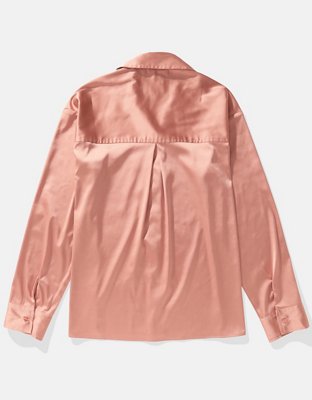 AE Satin Button-Up Shirt