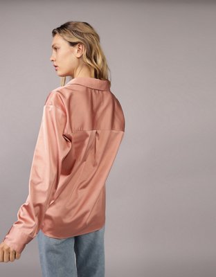 AE Satin Button-Up Shirt