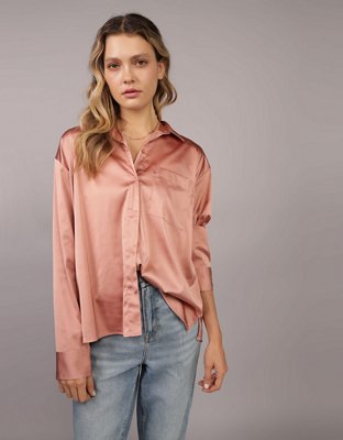 AE Satin Button-Up Shirt