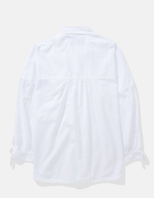 AE Go Big Camisa Extragrande de Mezcla de Lino con Mangas con Lazo