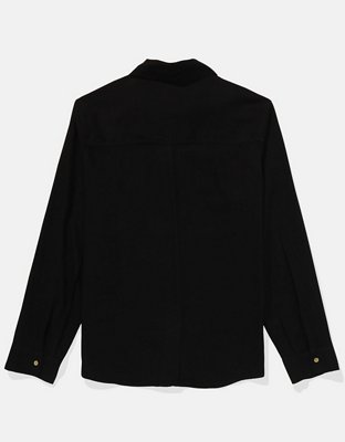 AE Camisa Manga Larga de Mezcla de Lino con Botones Estilo Fin de Semana