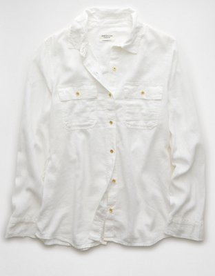 AE Weekend Vibes Linen-Blend Long-Sleeve Button-Up Shirt