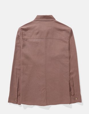 AE Camisa Manga Larga de Mezcla de Lino con Botones Estilo Fin de Semana