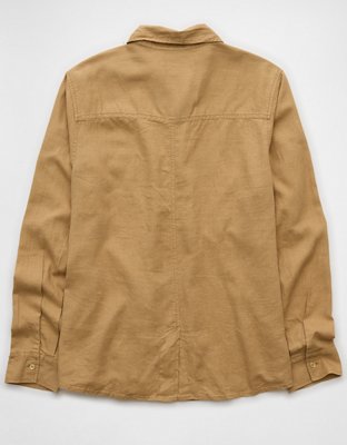 AE Weekend Vibes Linen-Blend Long-Sleeve Button-Up Shirt