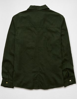 AE Weekend Vibes Linen-Blend Long-Sleeve Button-Up Shirt