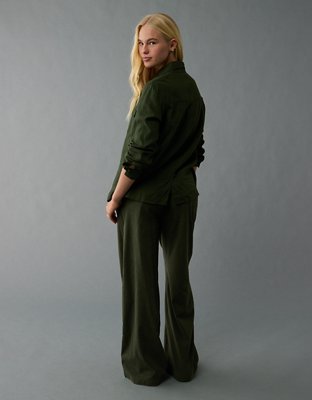 AE Weekend Vibes Linen-Blend Long-Sleeve Button-Up Shirt