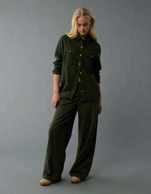 AE Weekend Vibes Linen-Blend Long-Sleeve Button-Up Shirt