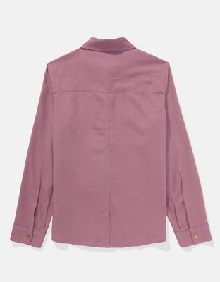 AE Weekend Vibes Linen-Blend Long-Sleeve Button-Up Shirt
