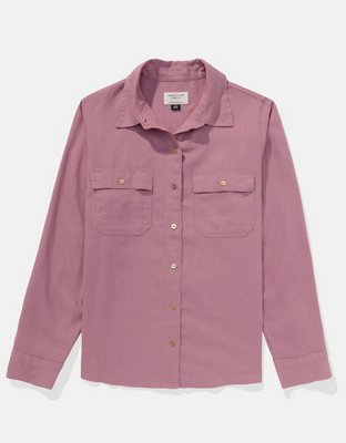 AE Weekend Vibes Linen-Blend Long-Sleeve Button-Up Shirt