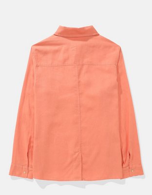 AE Camisa Manga Larga de Mezcla de Lino con Botones Estilo Fin de Semana