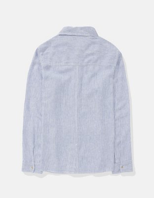 AE Camisa Manga Larga de Mezcla de Lino con Botones Estilo Fin de Semana