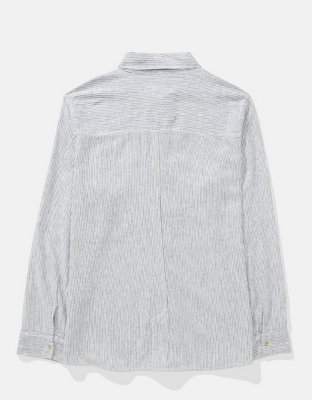 AE Weekend Vibes Linen-Blend Long-Sleeve Button-Up Shirt