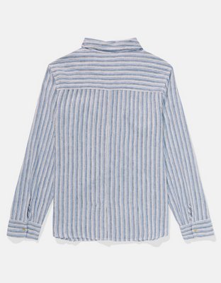 AE Weekend Vibes Linen-Blend Long-Sleeve Button-Up Shirt