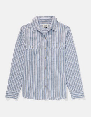 AE Weekend Vibes Linen-Blend Long-Sleeve Button-Up Shirt