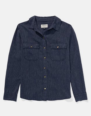 AE Weekend Vibes Linen-Blend Long-Sleeve Button-Up Shirt