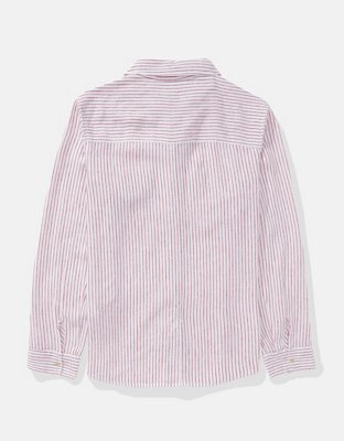 AE Camisa Manga Larga de Mezcla de Lino con Botones Estilo Fin de Semana