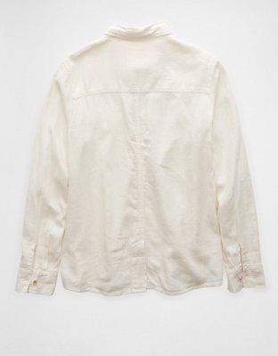 AE Camisa Manga Larga de Mezcla de Lino con Botones Estilo Fin de Semana