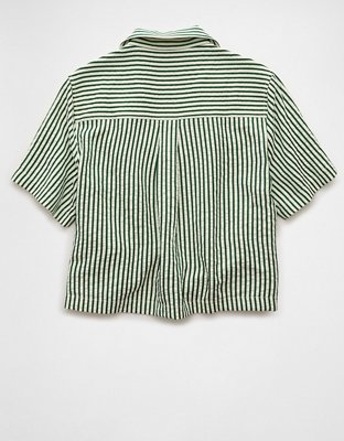 AE Short-Sleeve Tie Side Seersucker Button-Up Shirt