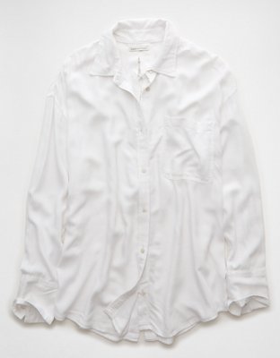 AE Long-Sleeve Tie Back Button-Up Shirt