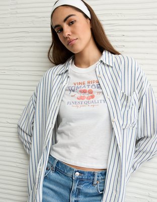 AE Long-Sleeve Tie Back Button-Up Shirt