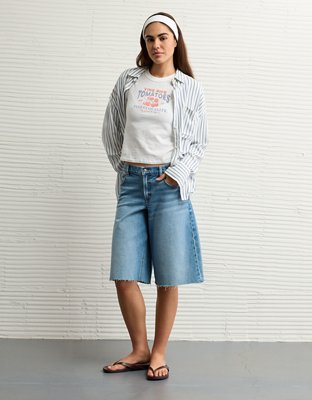 AE Long-Sleeve Tie Back Button-Up Shirt